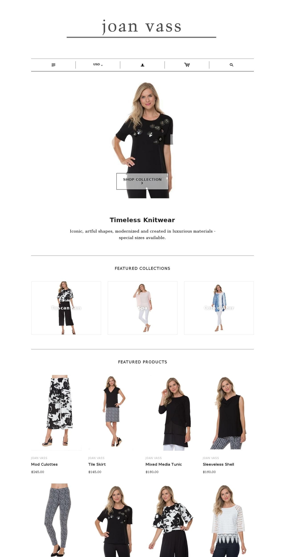 joanvass.com shopify website screenshot