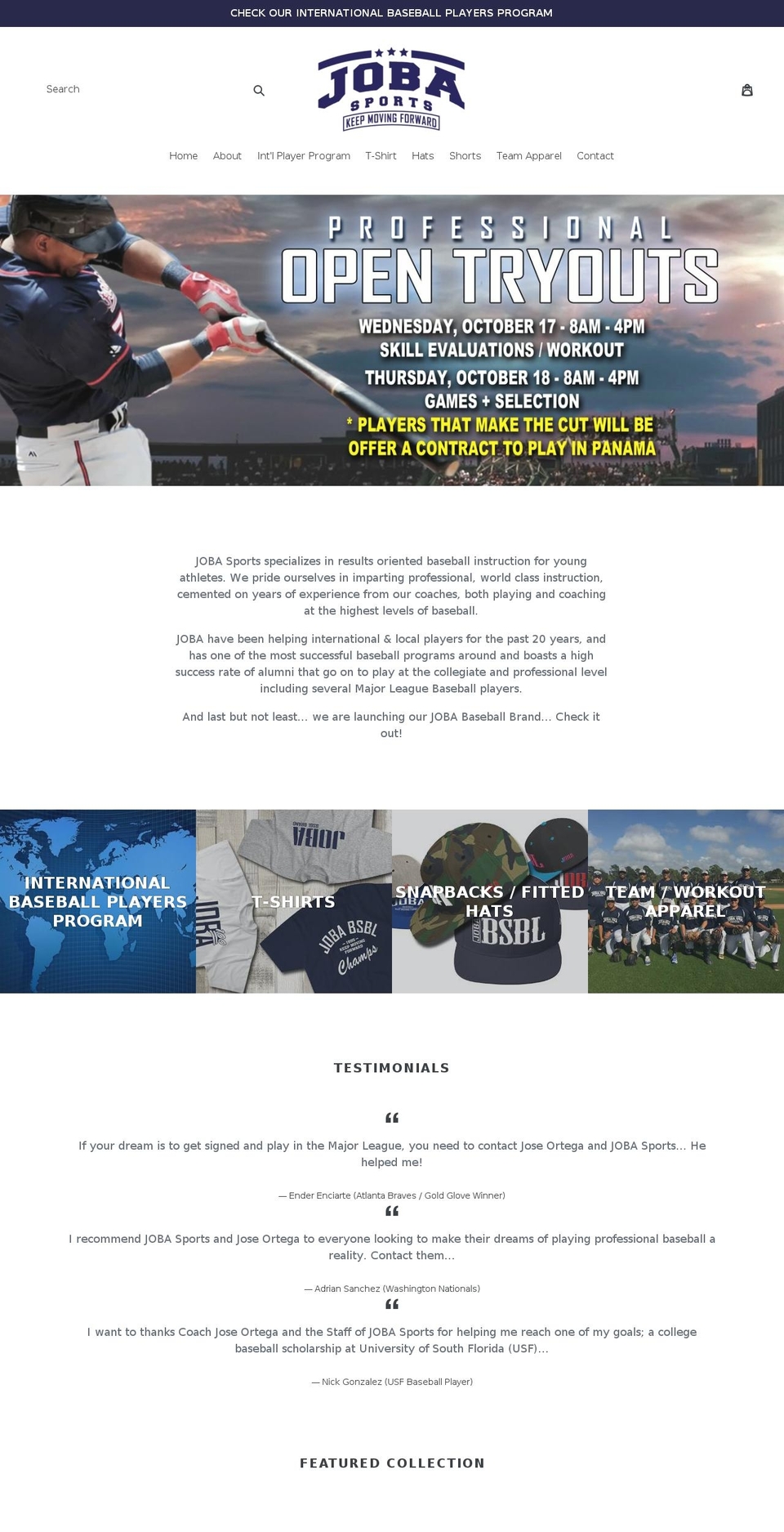 jobasports.com — Shopify storefront screenshot