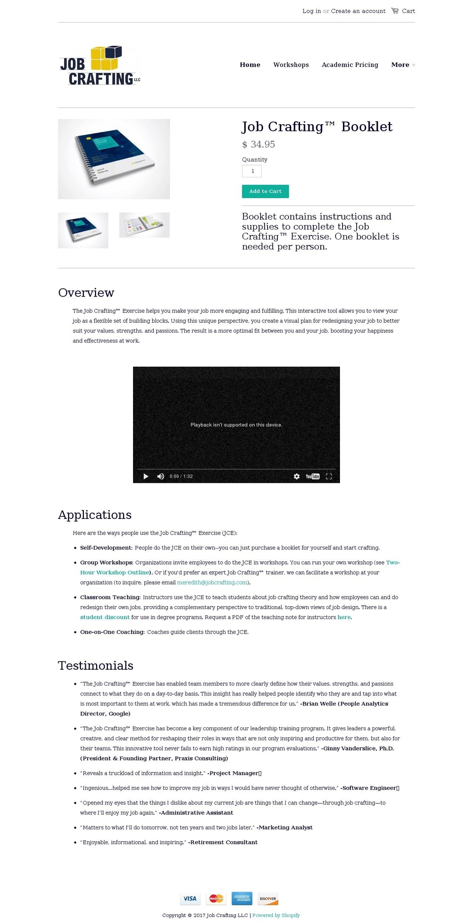 jobcrafting.com shopify website screenshot