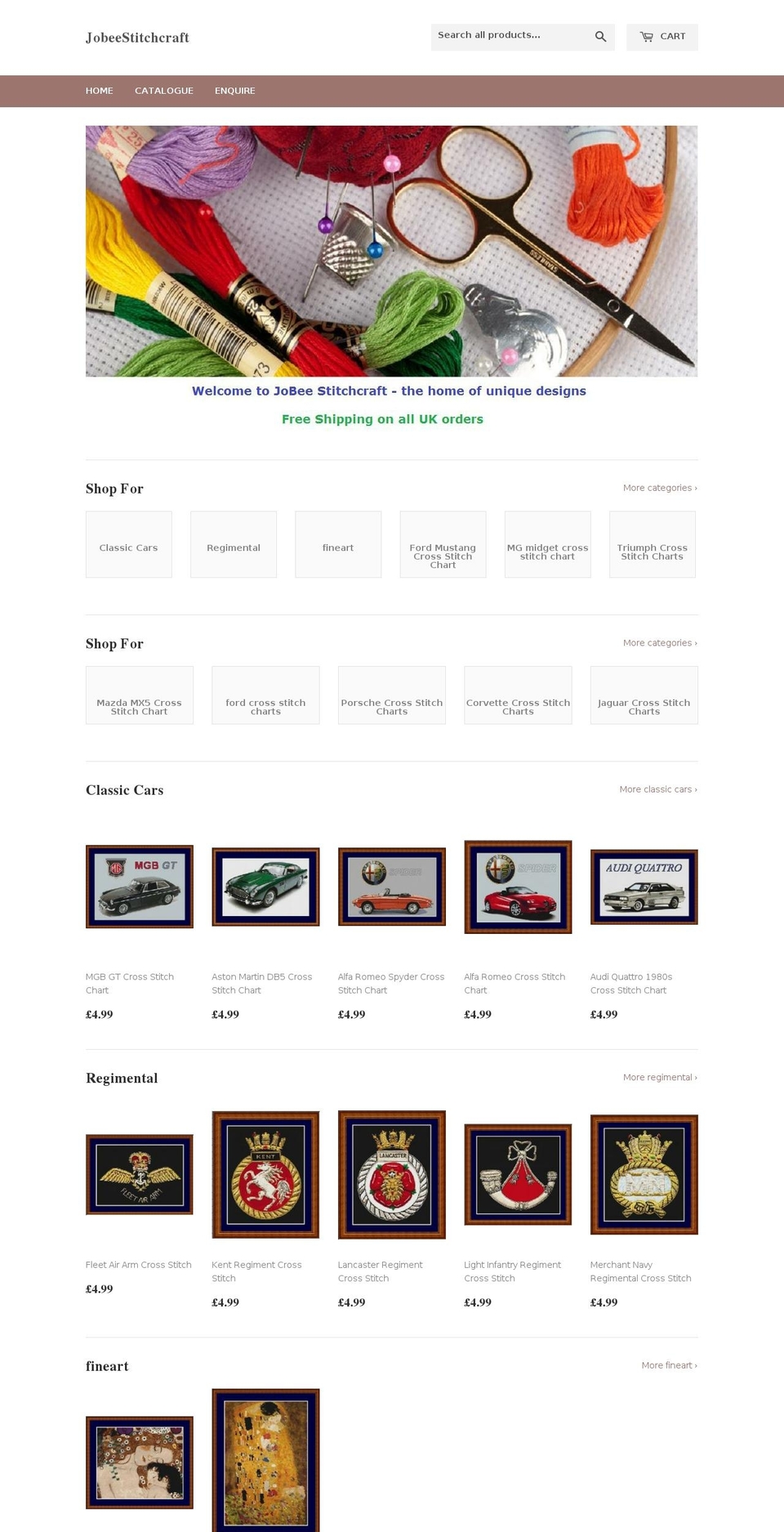 jobeestitchcraft.com — Shopify storefront screenshot