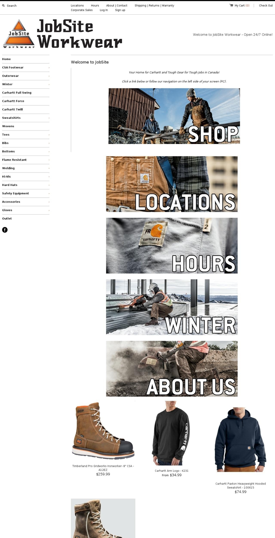 jobsiteworkwear.ca shopify website screenshot