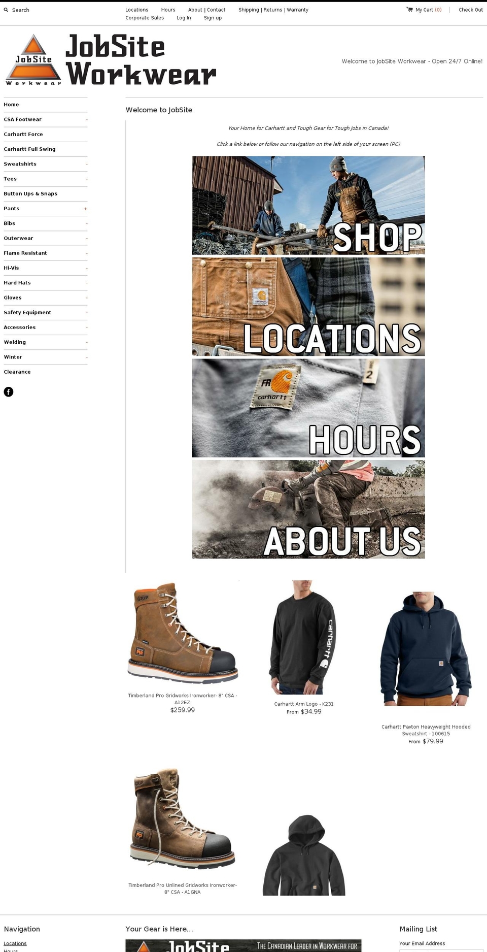 jobsiteworkwear.us shopify website screenshot