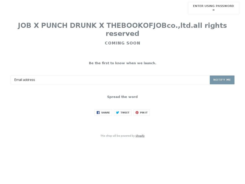 jobxpunchdrunk.com — Shopify storefront screenshot
