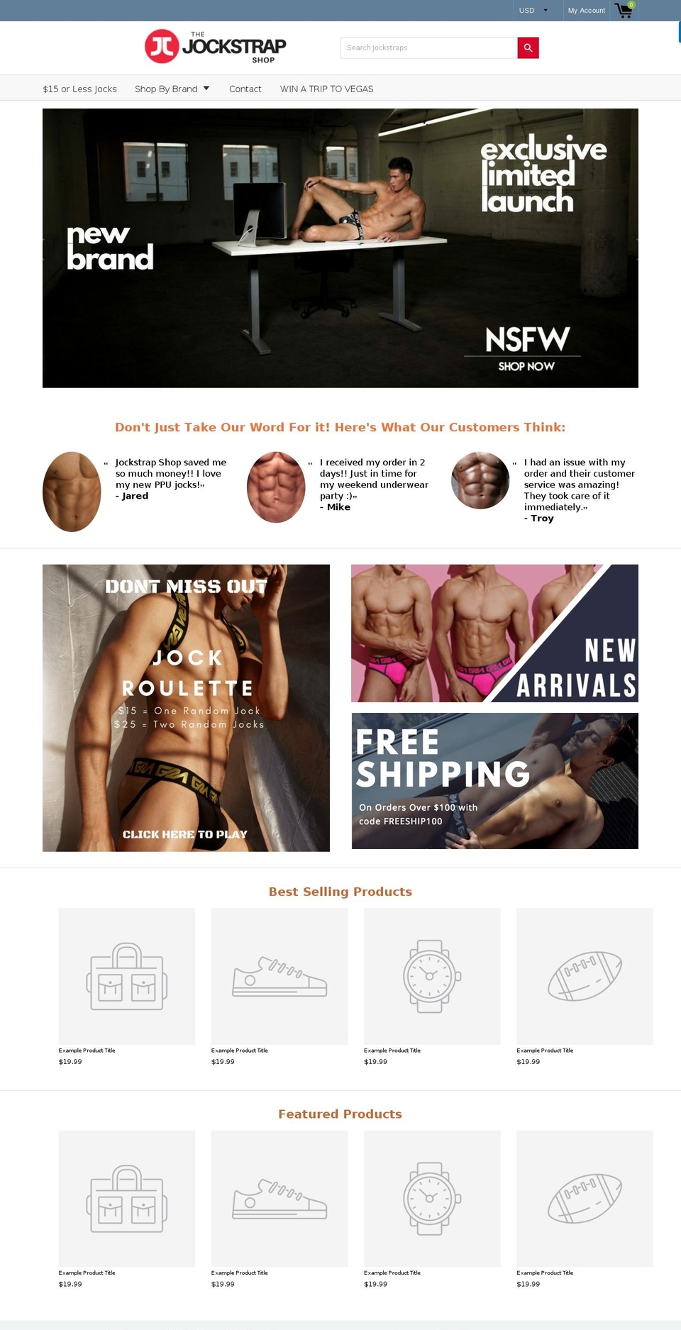 jockstrapshops.com — Shopify storefront screenshot