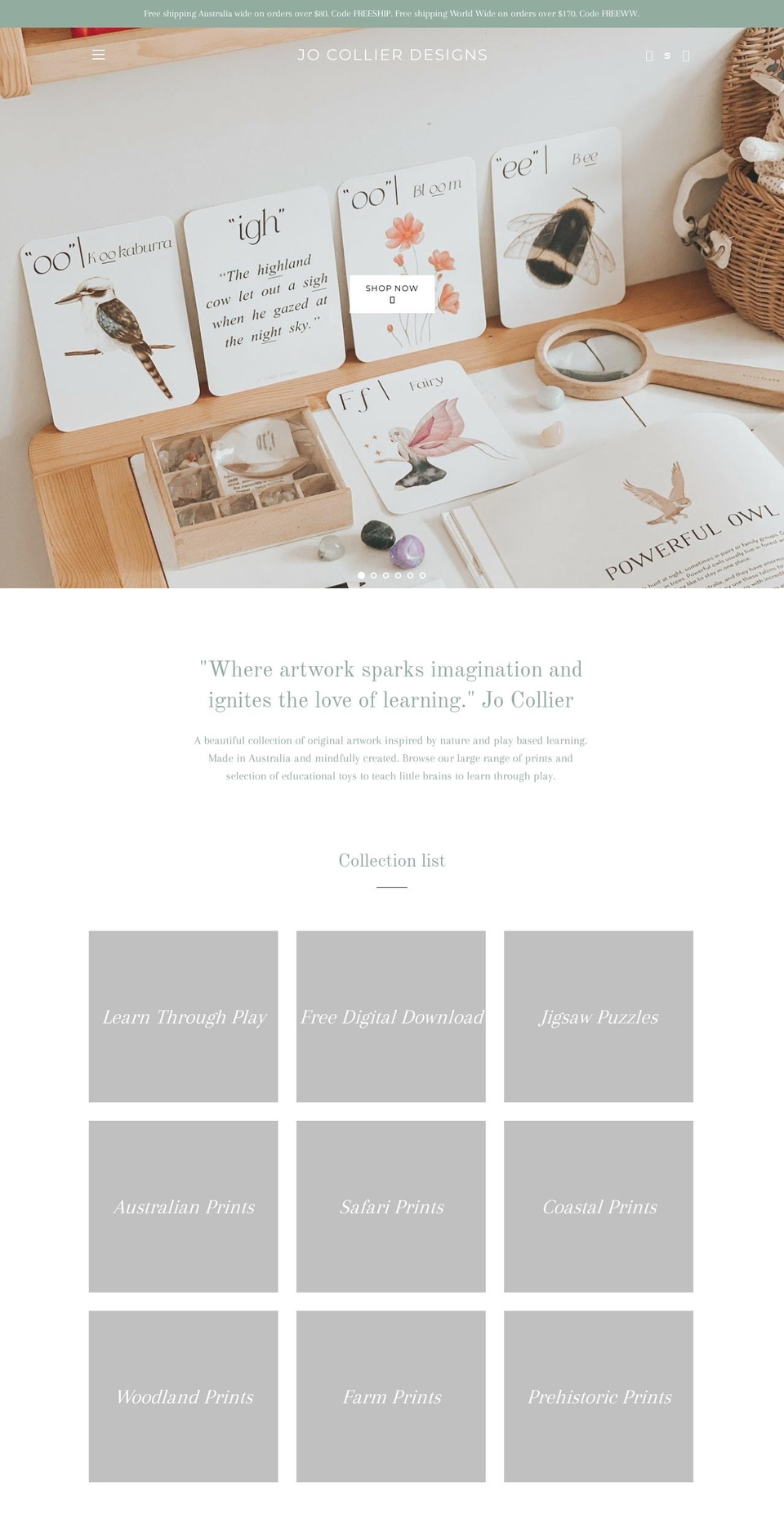 jocollierdesigns.com.au shopify website screenshot