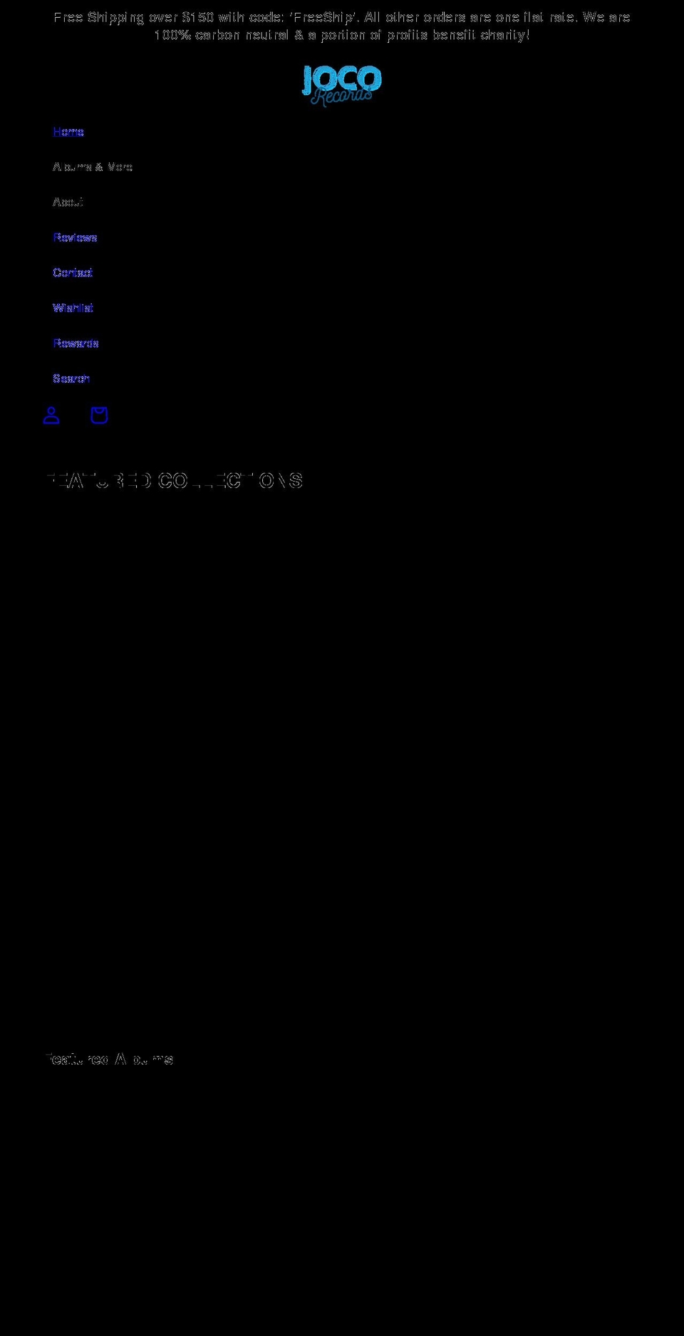 jocorecords.com shopify website screenshot