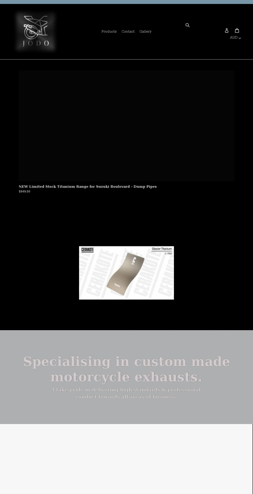 jodoexhausts.com shopify website screenshot