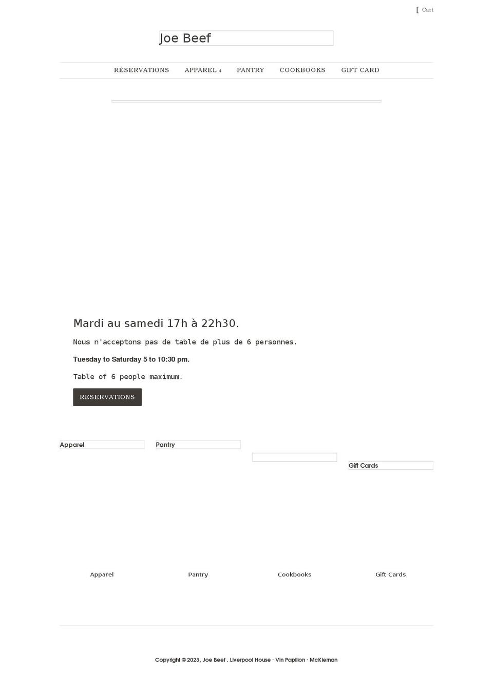 joe-beef-shop.myshopify.com shopify website screenshot