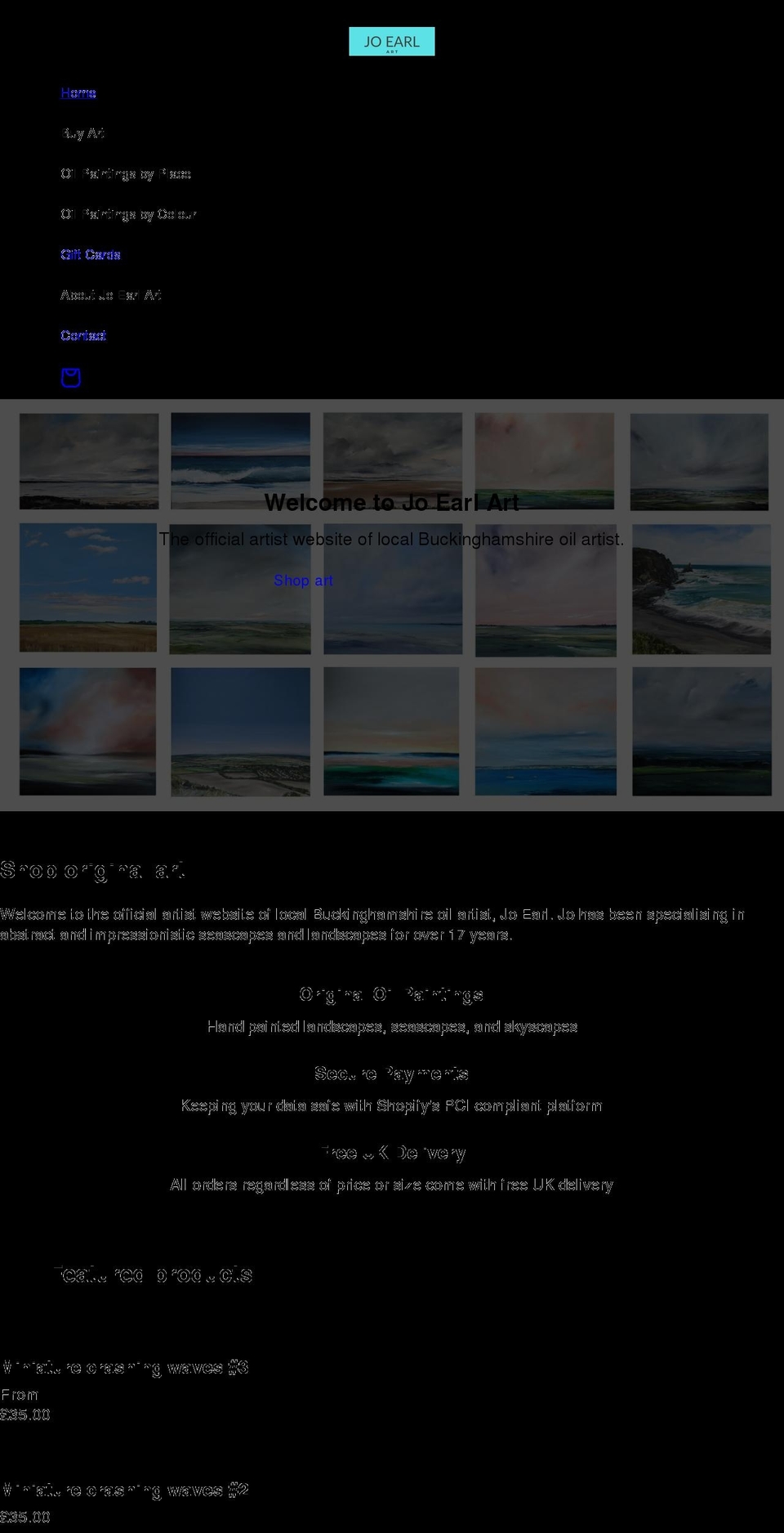 joearl.co.uk shopify website screenshot