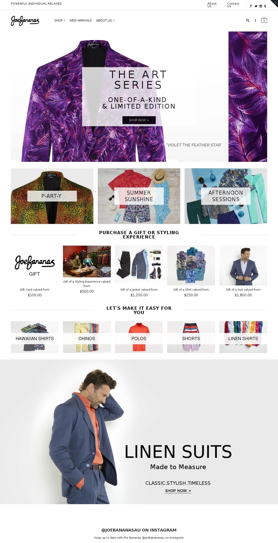 joebananas.co shopify website screenshot