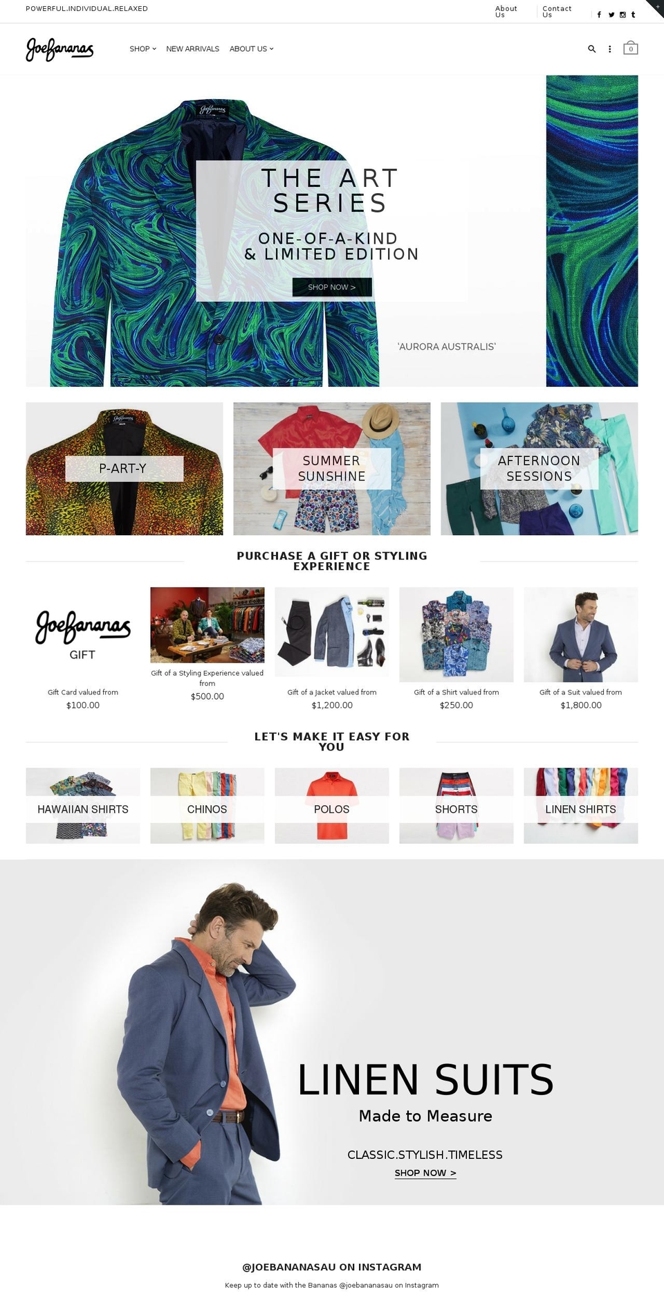 joebananas.com.au shopify website screenshot