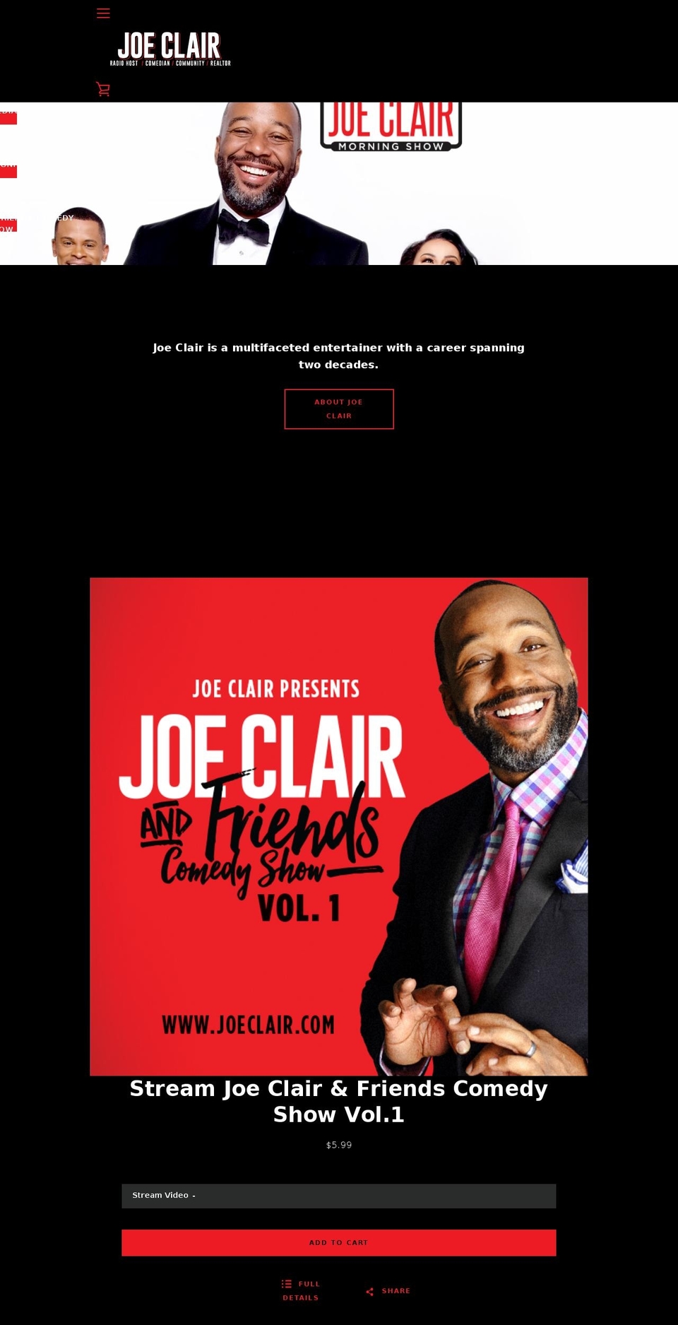 joeclairandfriends.com shopify website screenshot