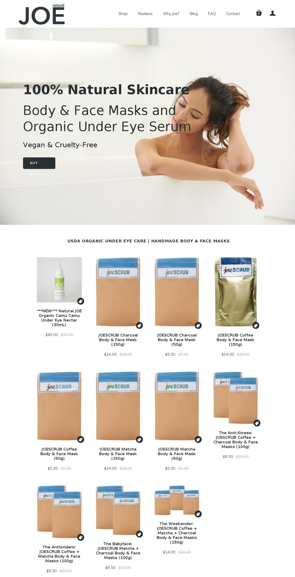 joecoffeescrub.com shopify website screenshot