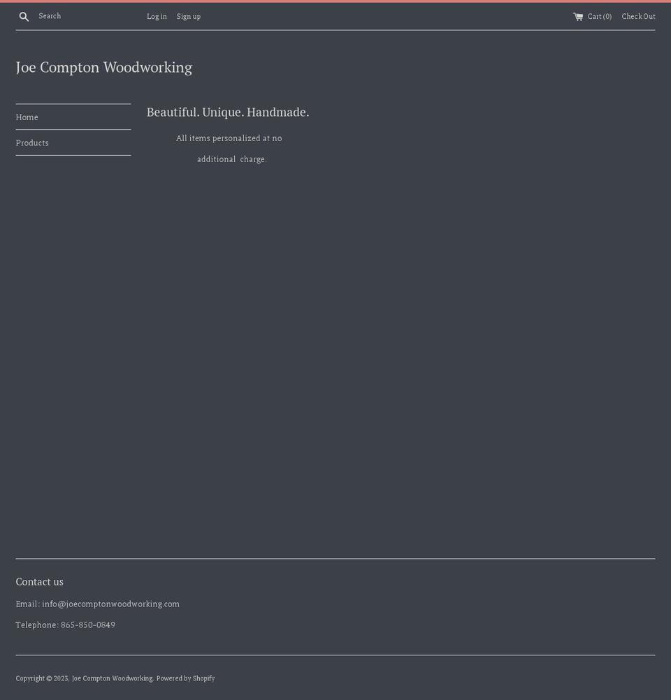 joecomptonwoodworking.com — Shopify storefront screenshot