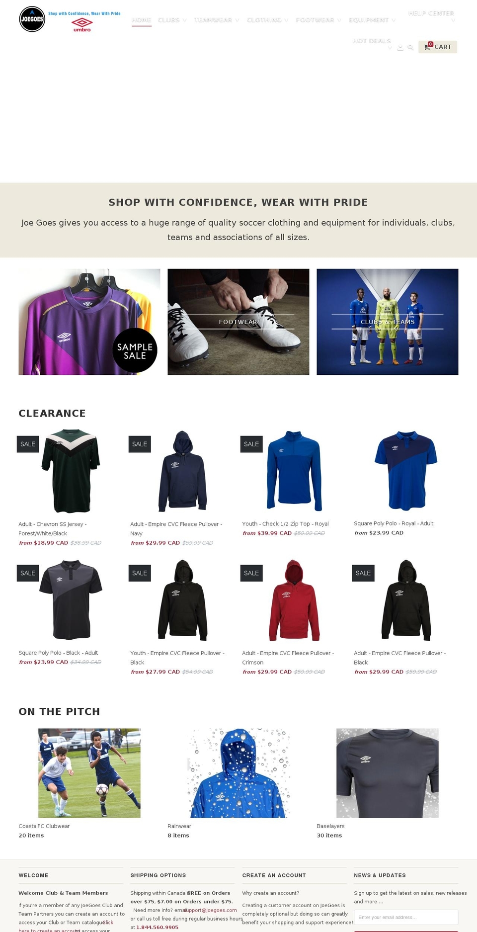joegoessoccer.com shopify website screenshot