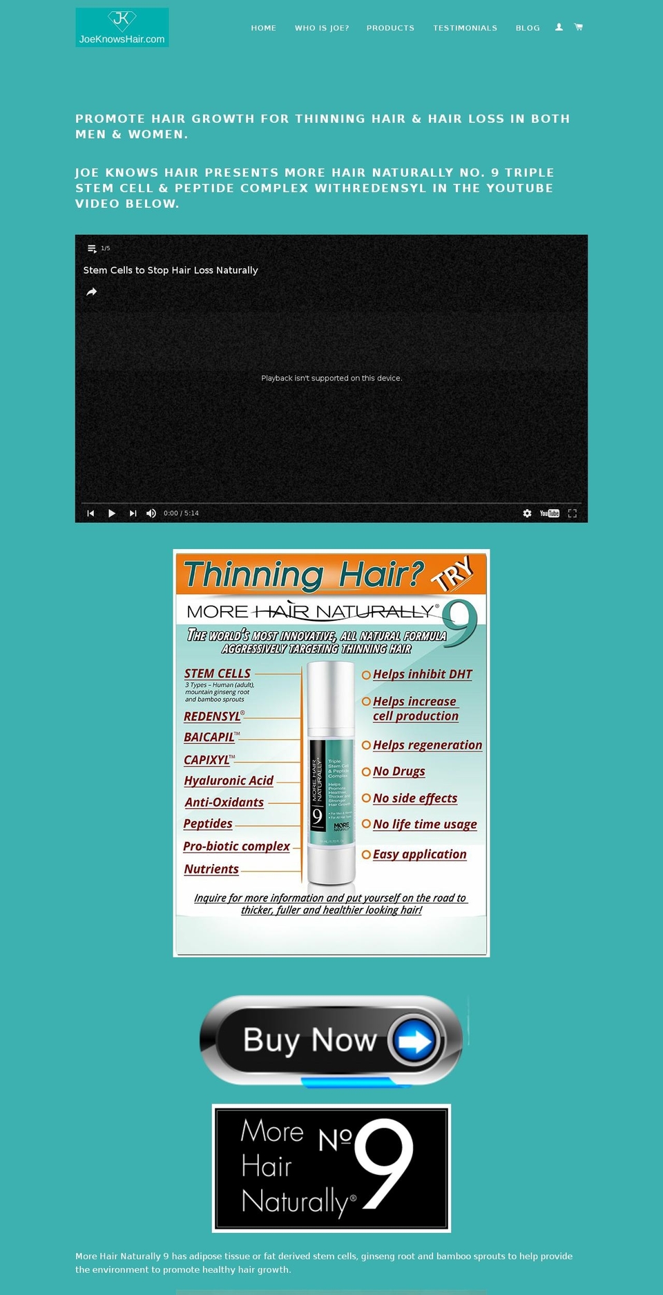 joeknowshair.com shopify website screenshot