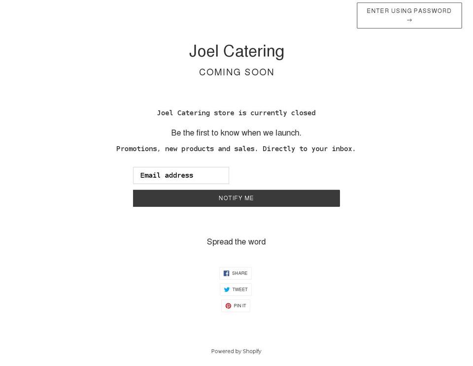 joel-catering.myshopify.com shopify website screenshot