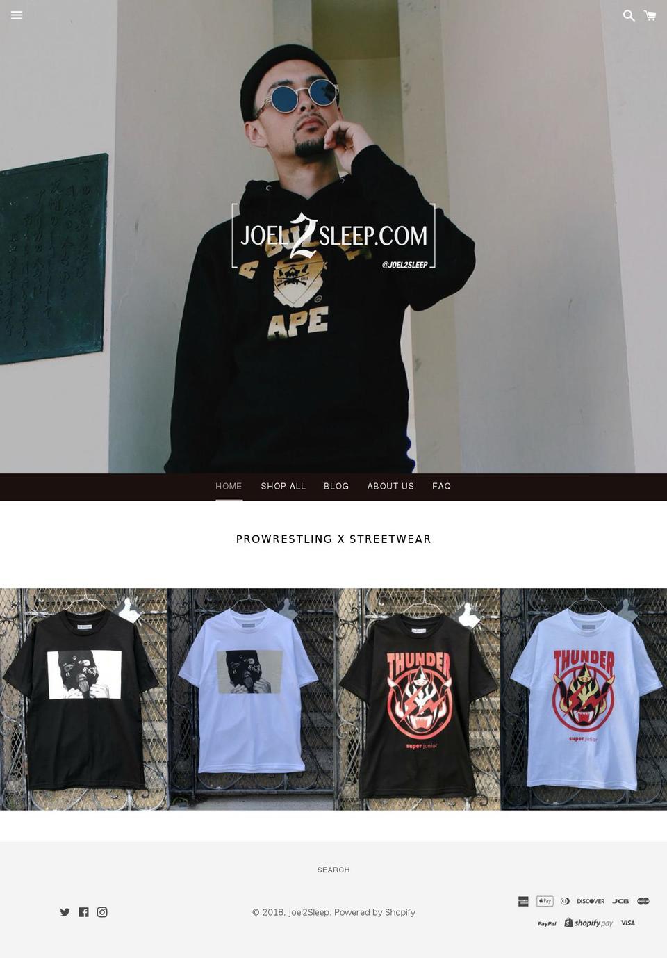 joel2sleep.com shopify website screenshot