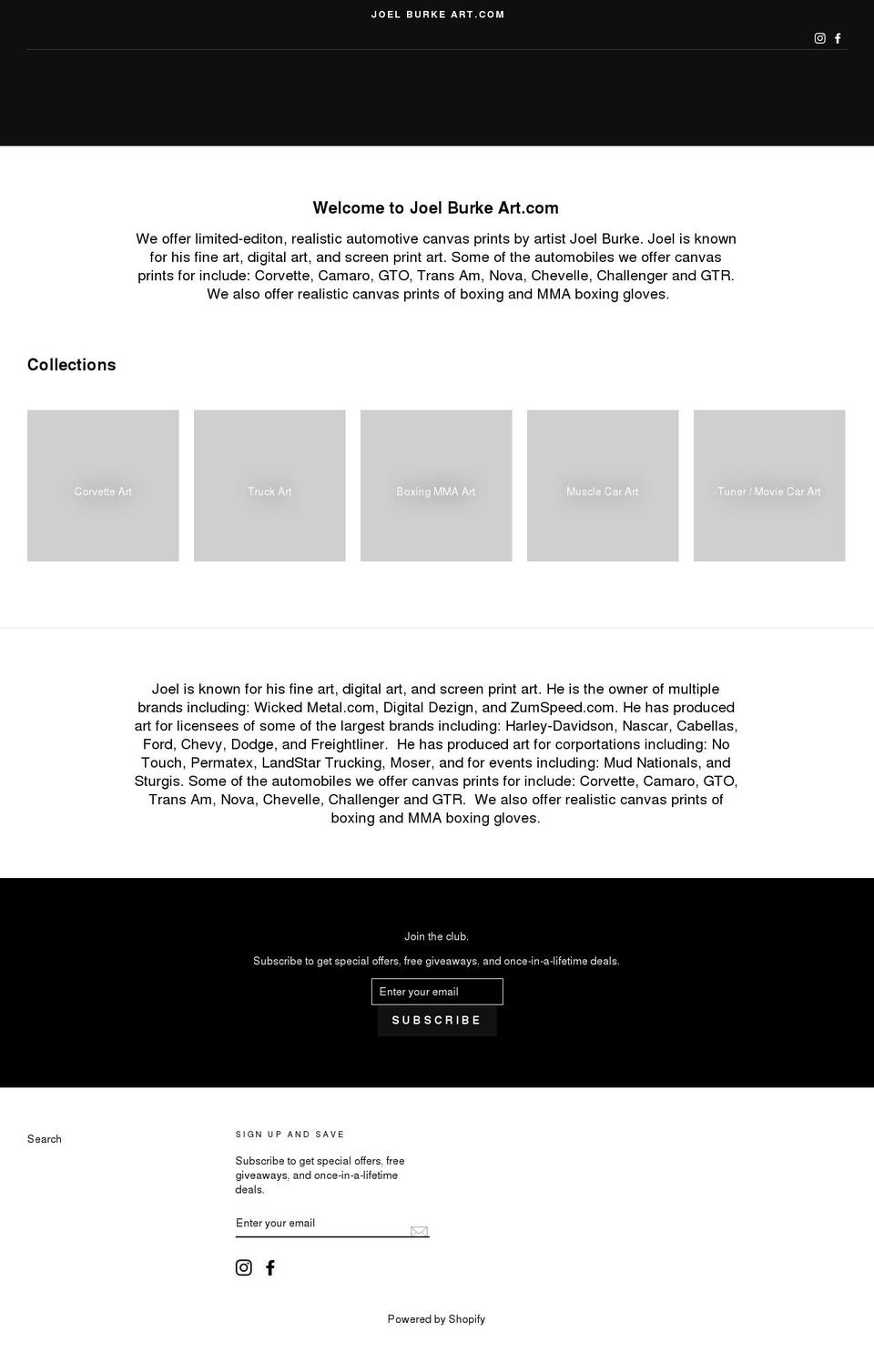 joelburke.com shopify website screenshot