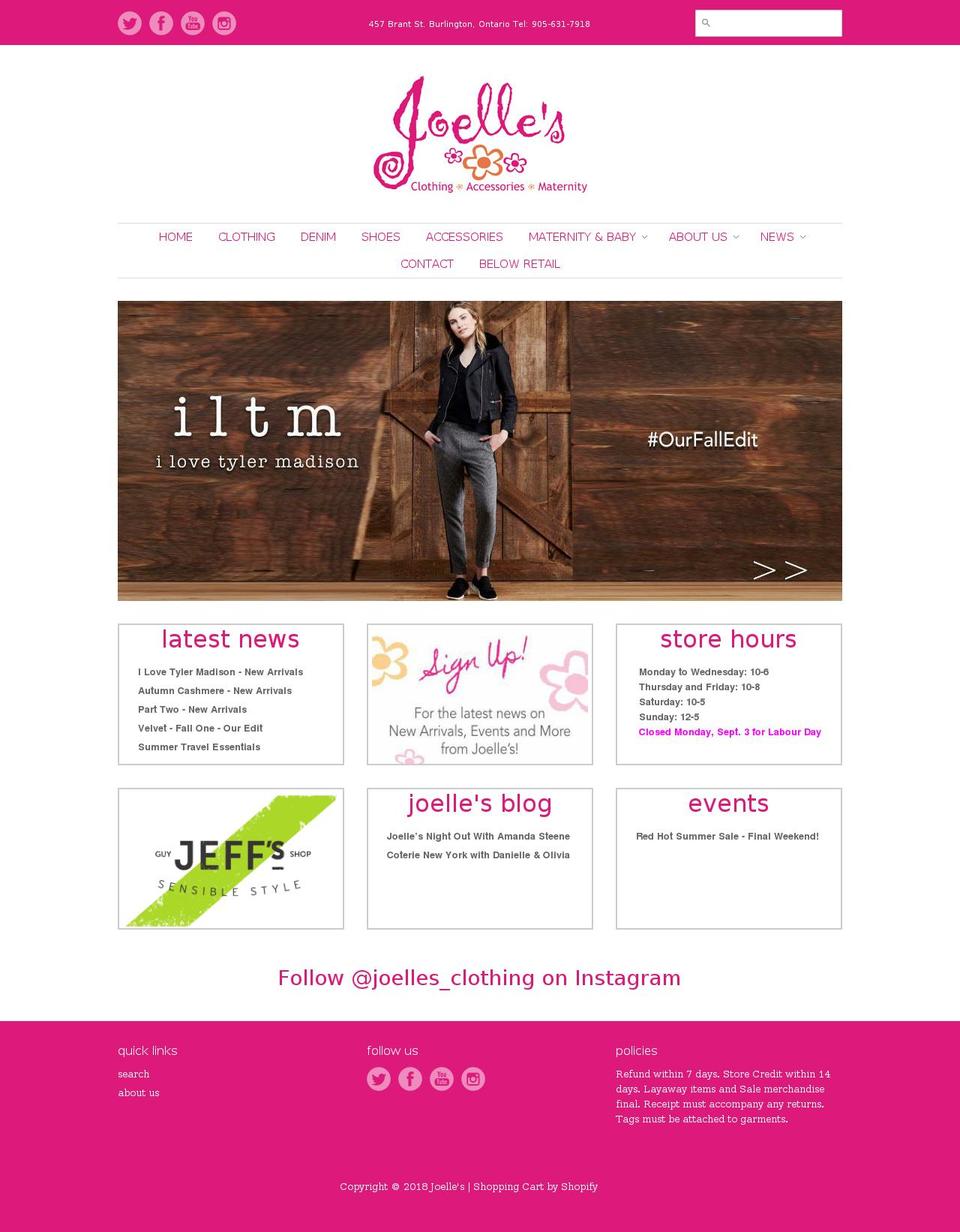 joelles.ca shopify website screenshot