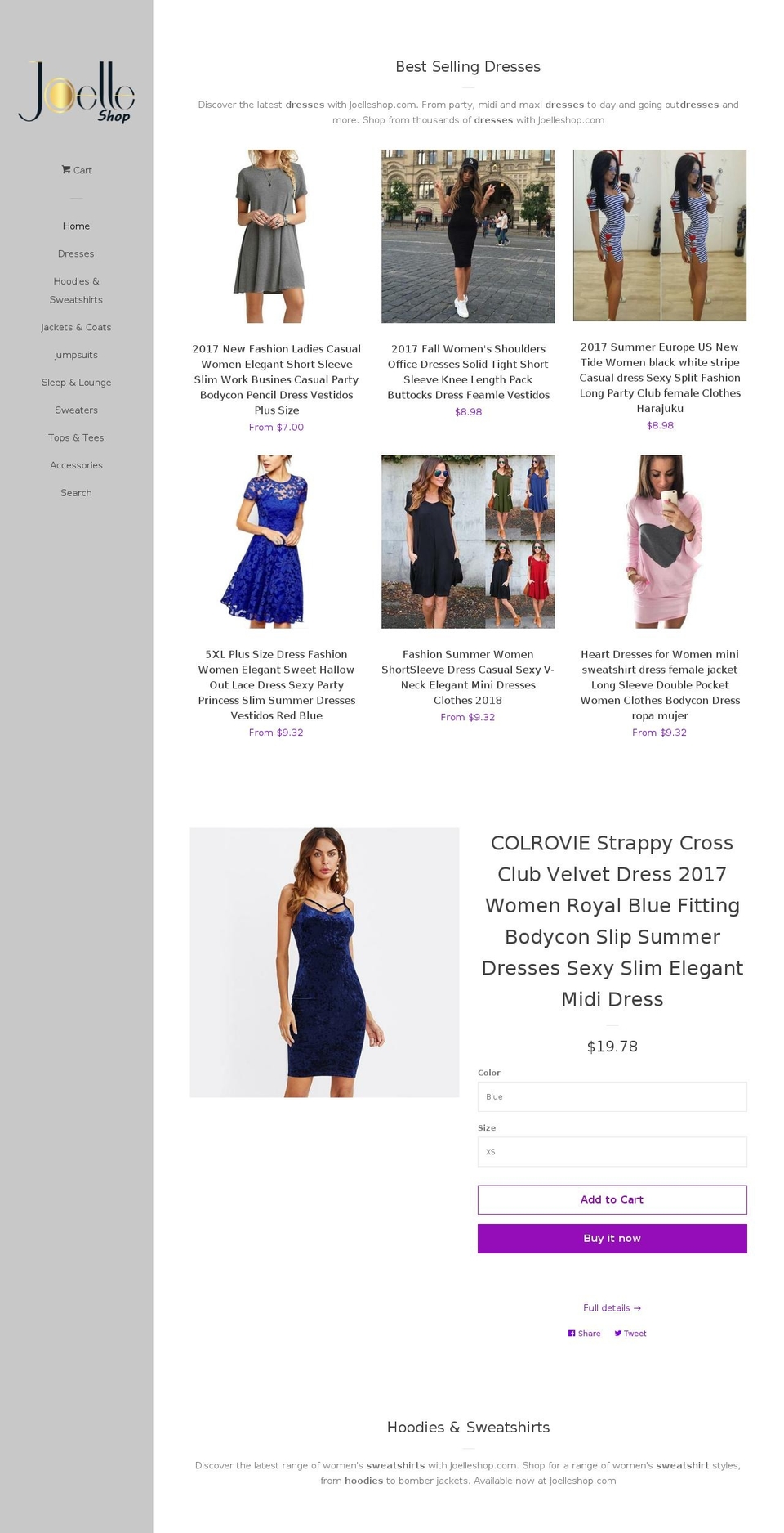 joelleshop.com shopify website screenshot