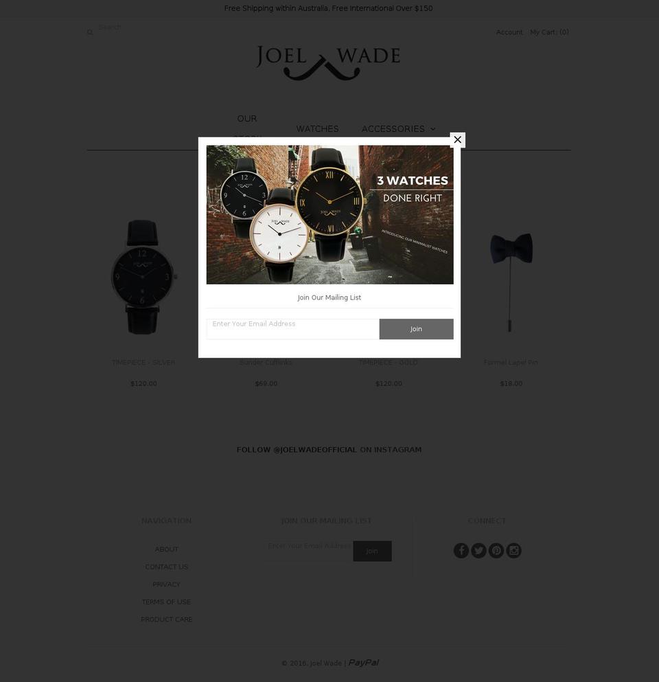 joelwade.com.au shopify website screenshot