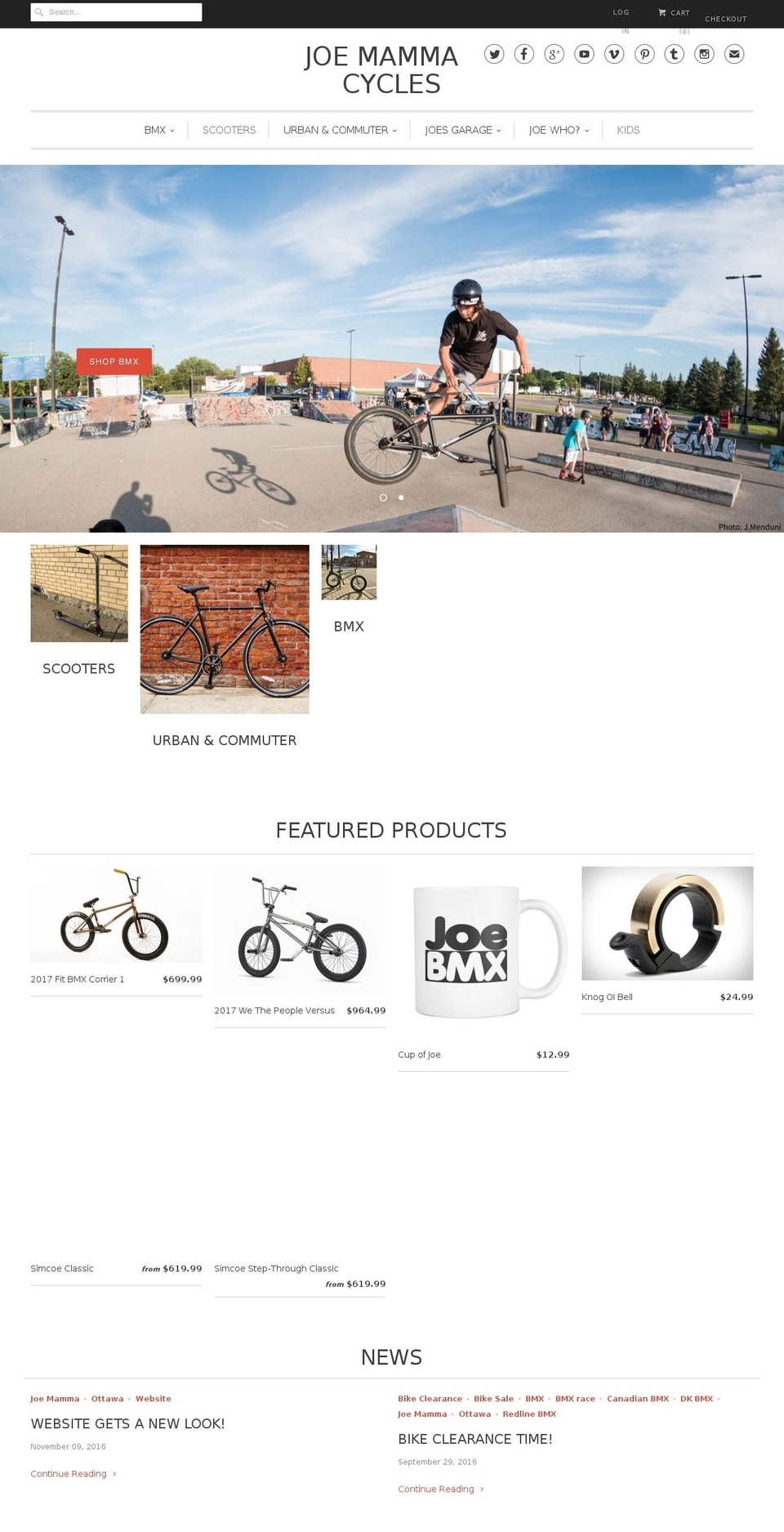 joemammacycles.com shopify website screenshot