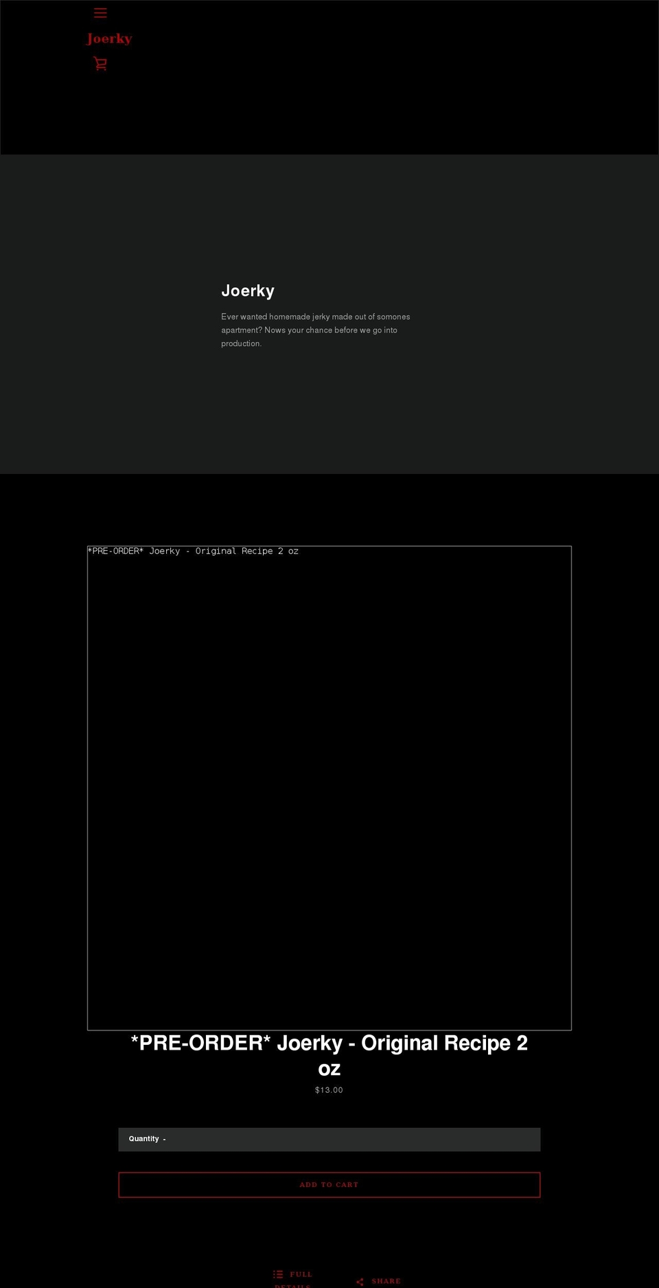 joerky.com shopify website screenshot