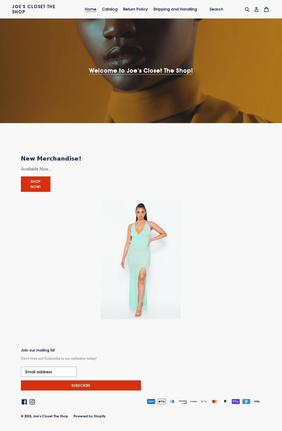 joesclosetnyc.com shopify website screenshot