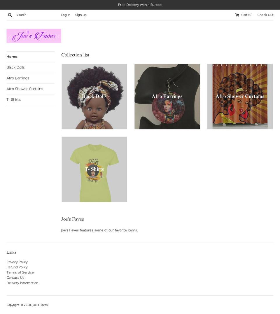 joesfaves.com shopify website screenshot