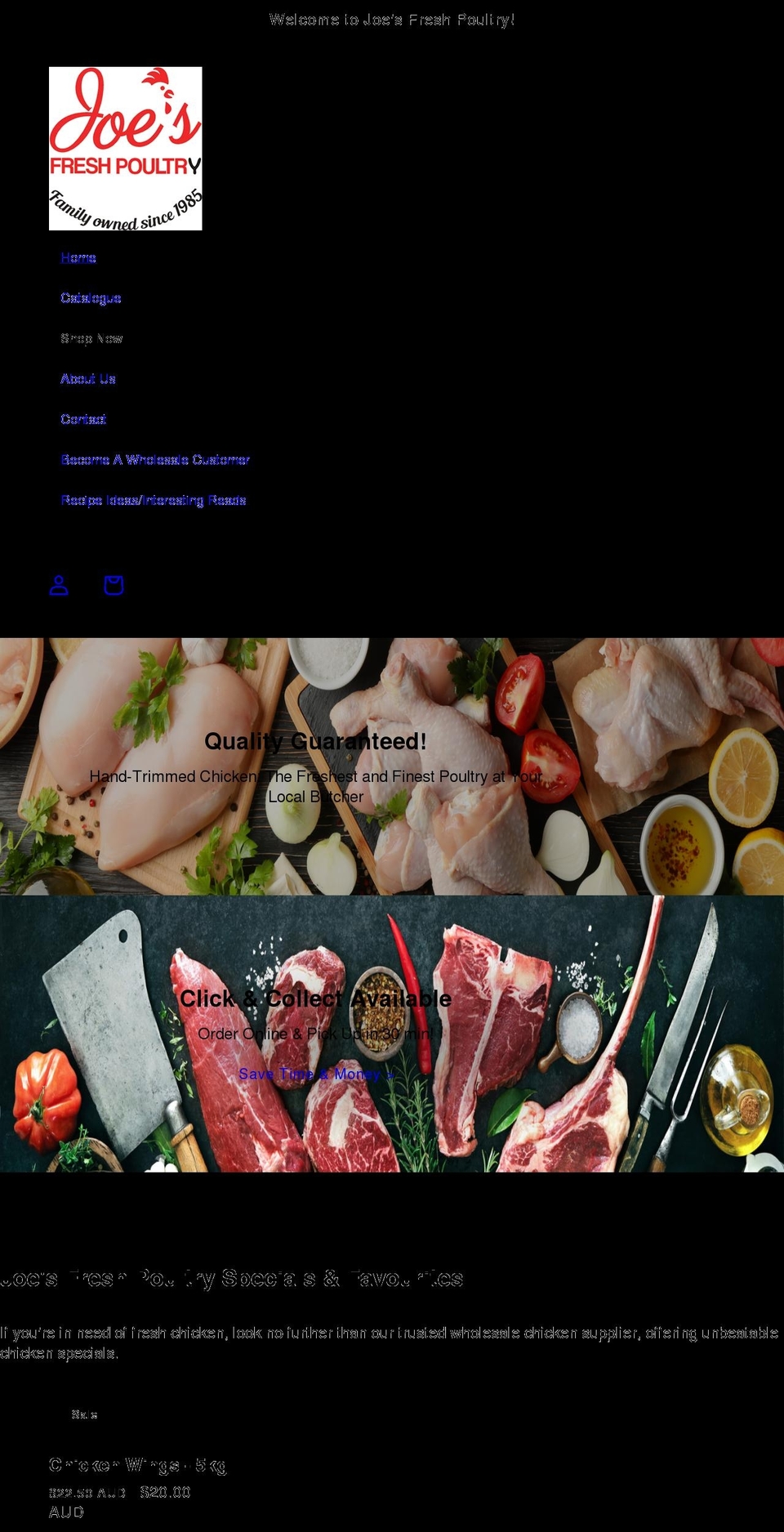 joesfreshpoultry.com.au shopify website screenshot