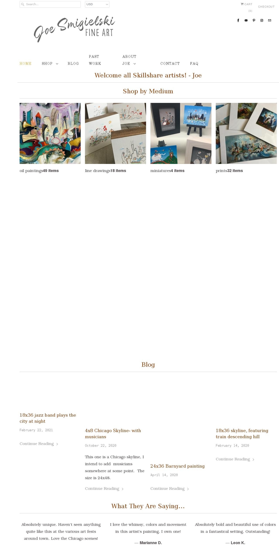 joesmigielski.com shopify website screenshot