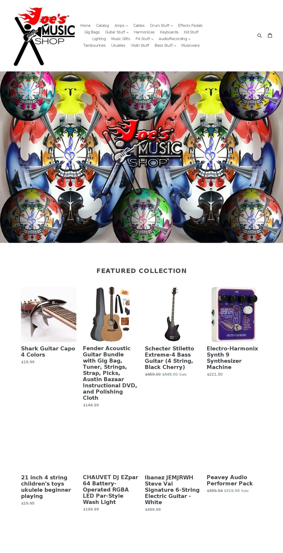 joesmusicshop.com shopify website screenshot