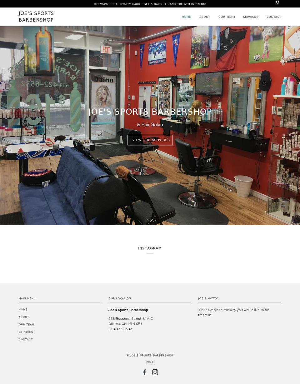 joessportsbarbershop.com shopify website screenshot