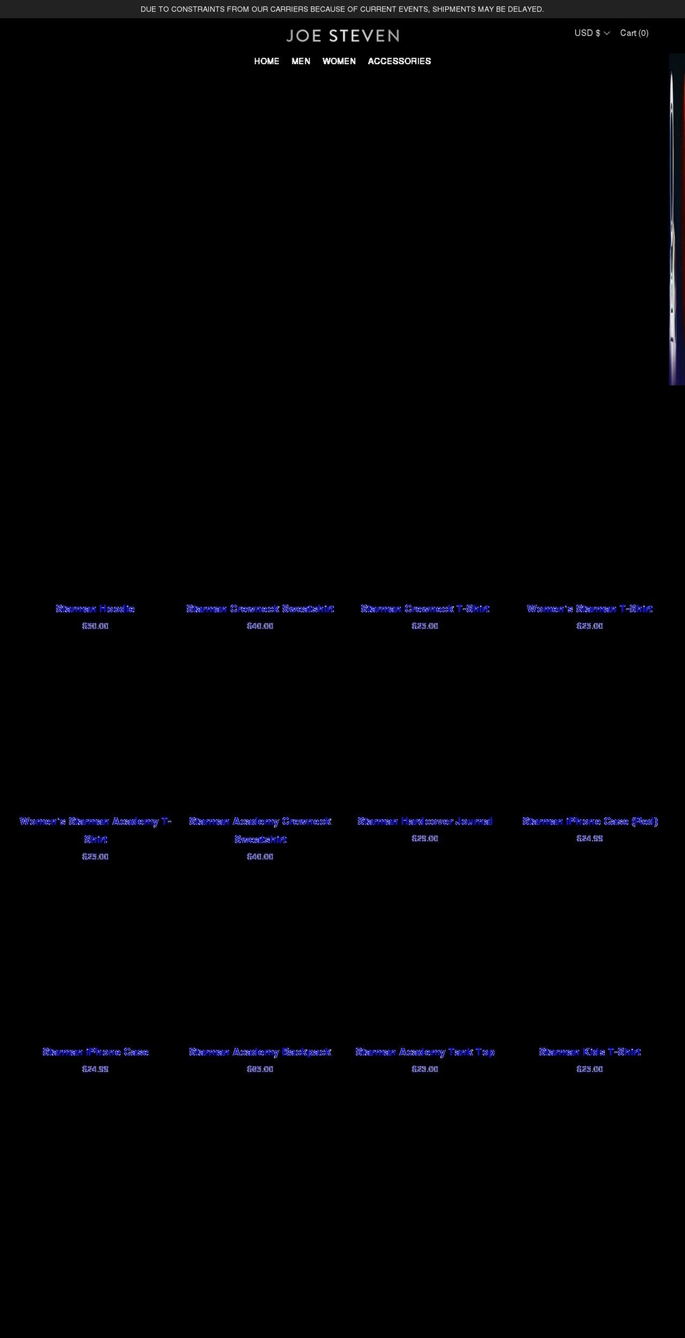 joestevenmusic.com — Shopify storefront screenshot