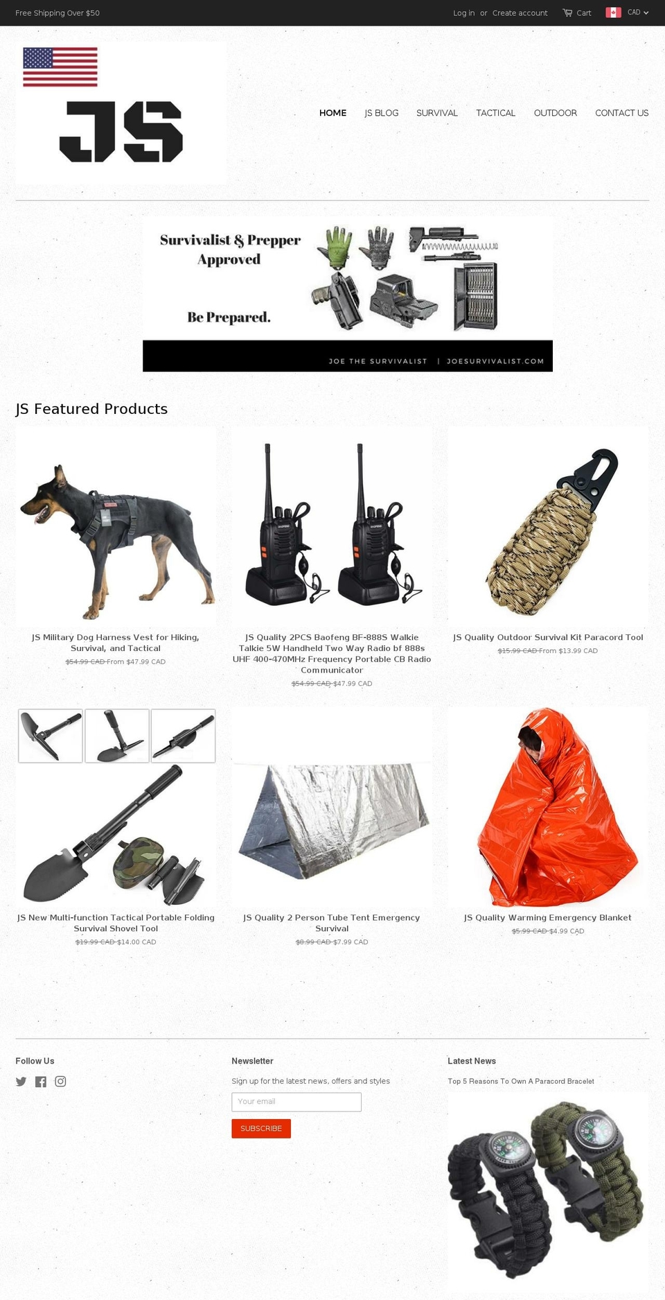 joesurvivalist.com — Shopify storefront screenshot
