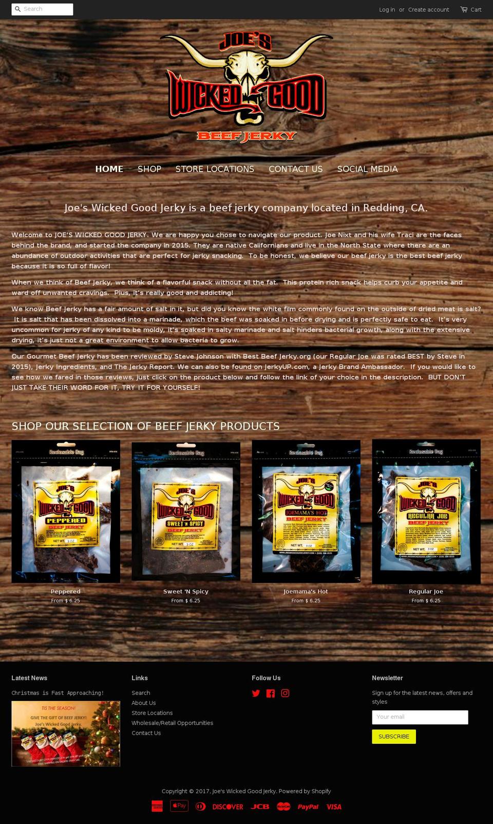joeswickedgoodjerky.com shopify website screenshot