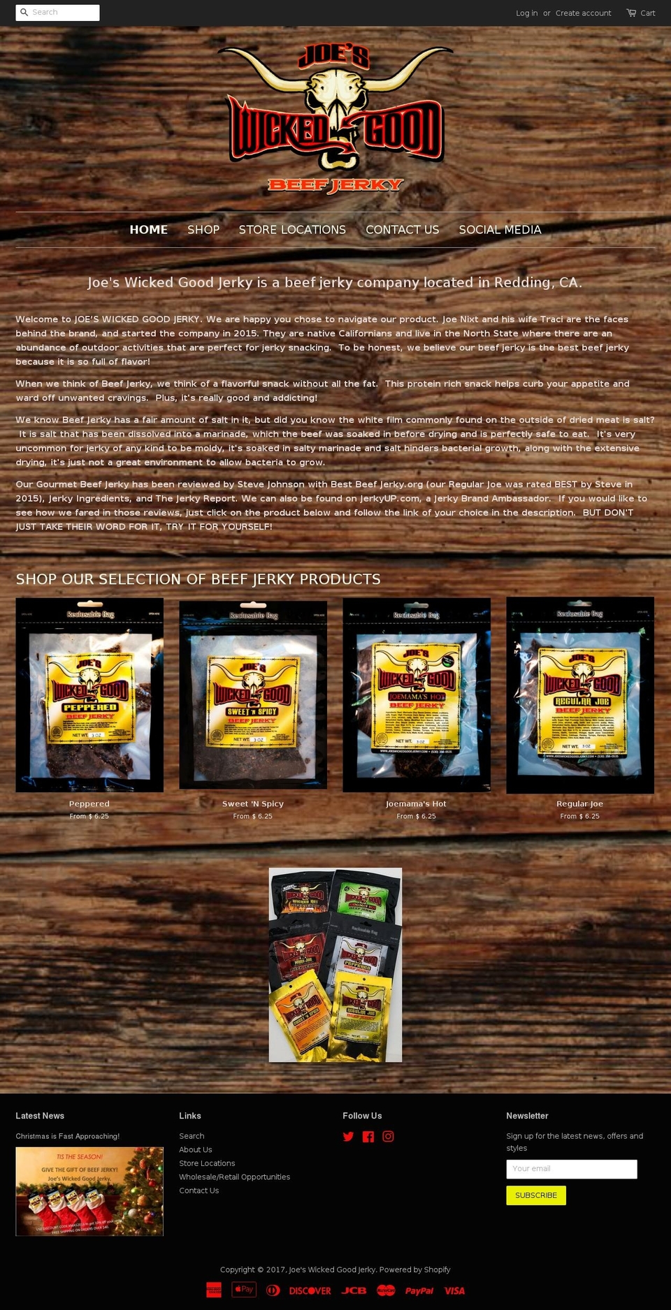 joeswickedjerky.com shopify website screenshot