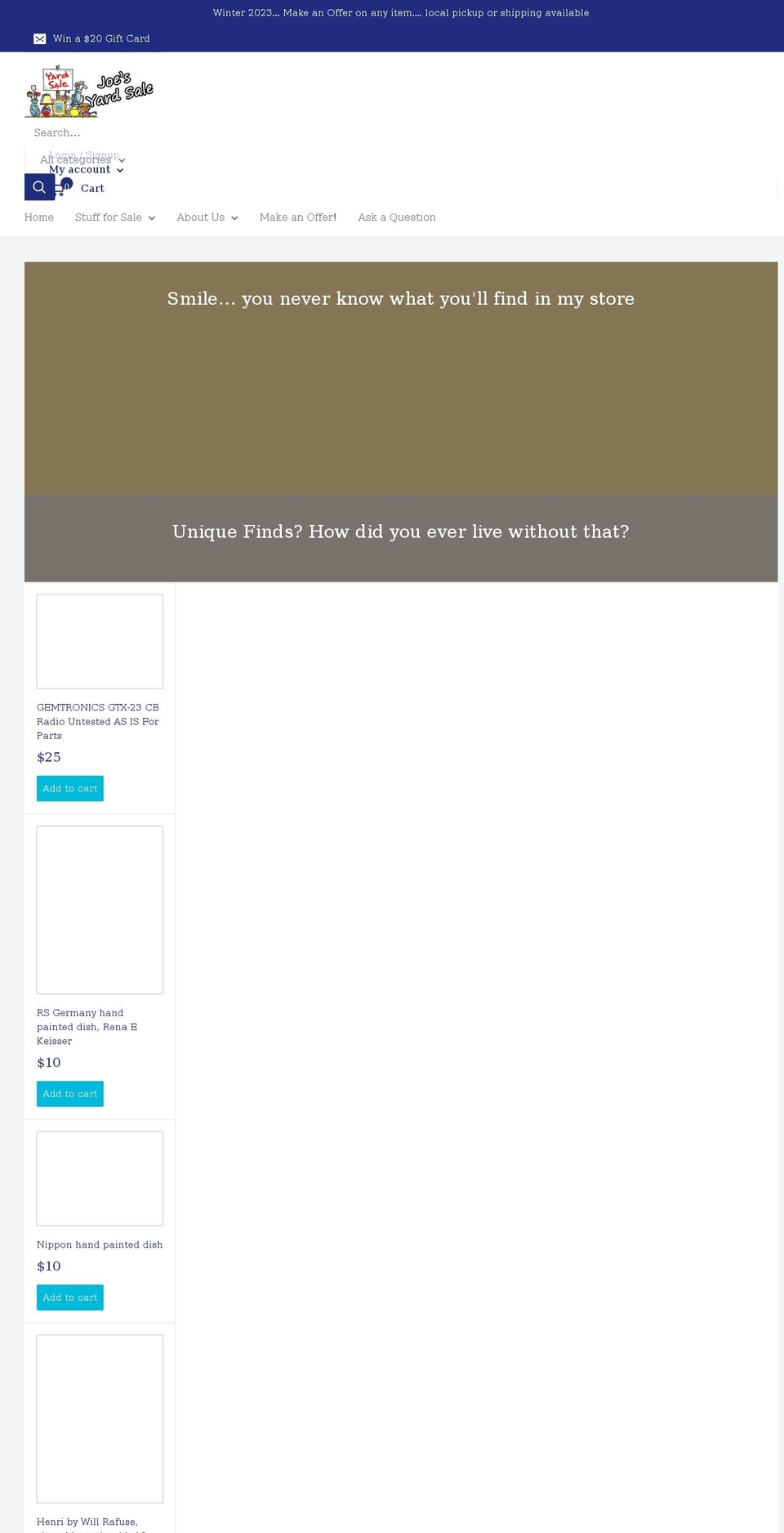 joesyardsale.com shopify website screenshot