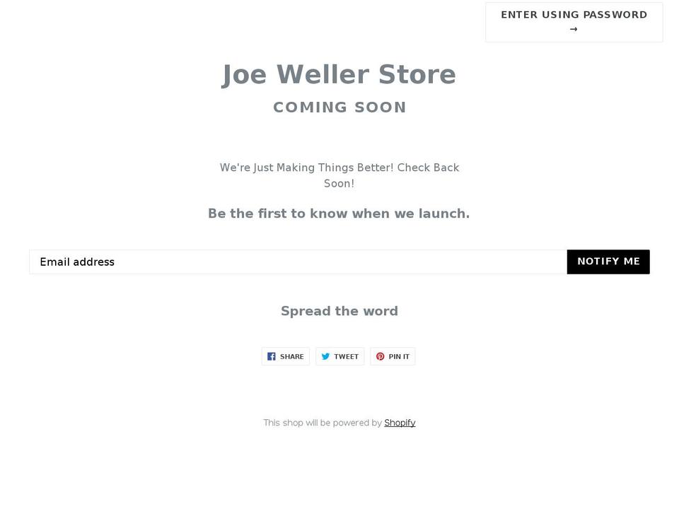 joewellerstore.com shopify website screenshot
