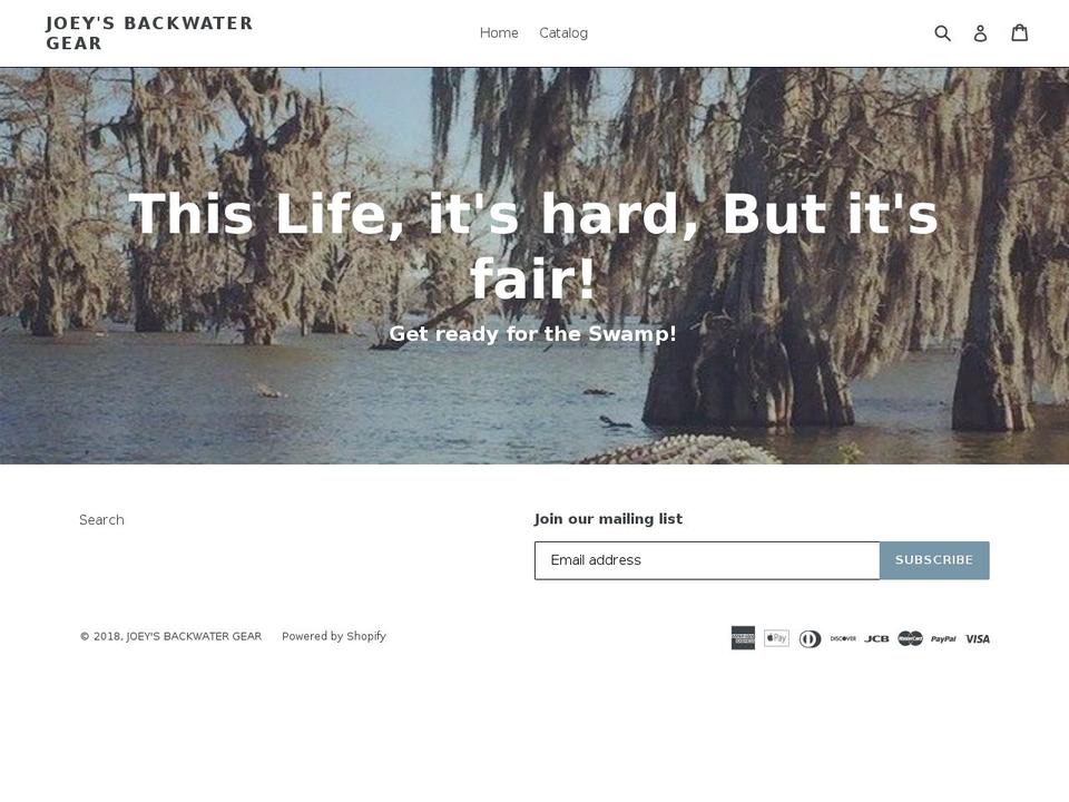 joeysbackwatergear.com — Shopify storefront screenshot