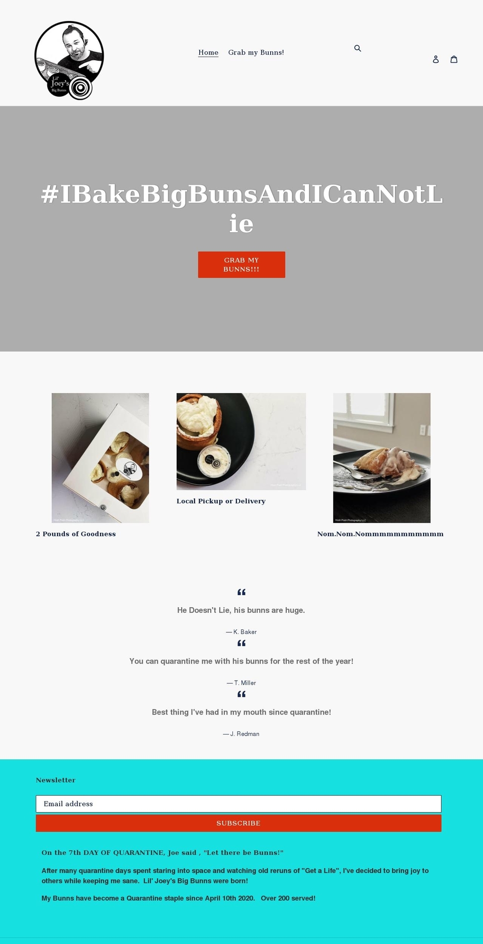 joeysbunns.com shopify website screenshot