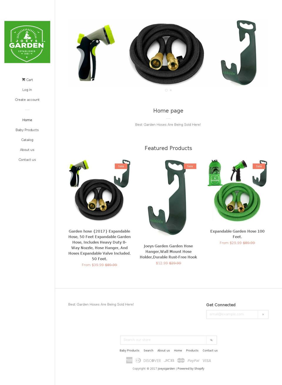 joeysgarden.com shopify website screenshot