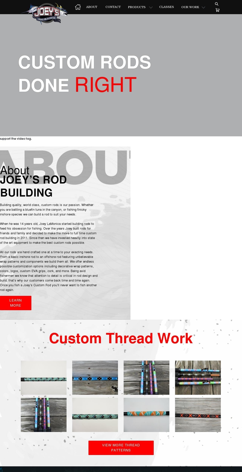 joeysrodbuilding.com shopify website screenshot