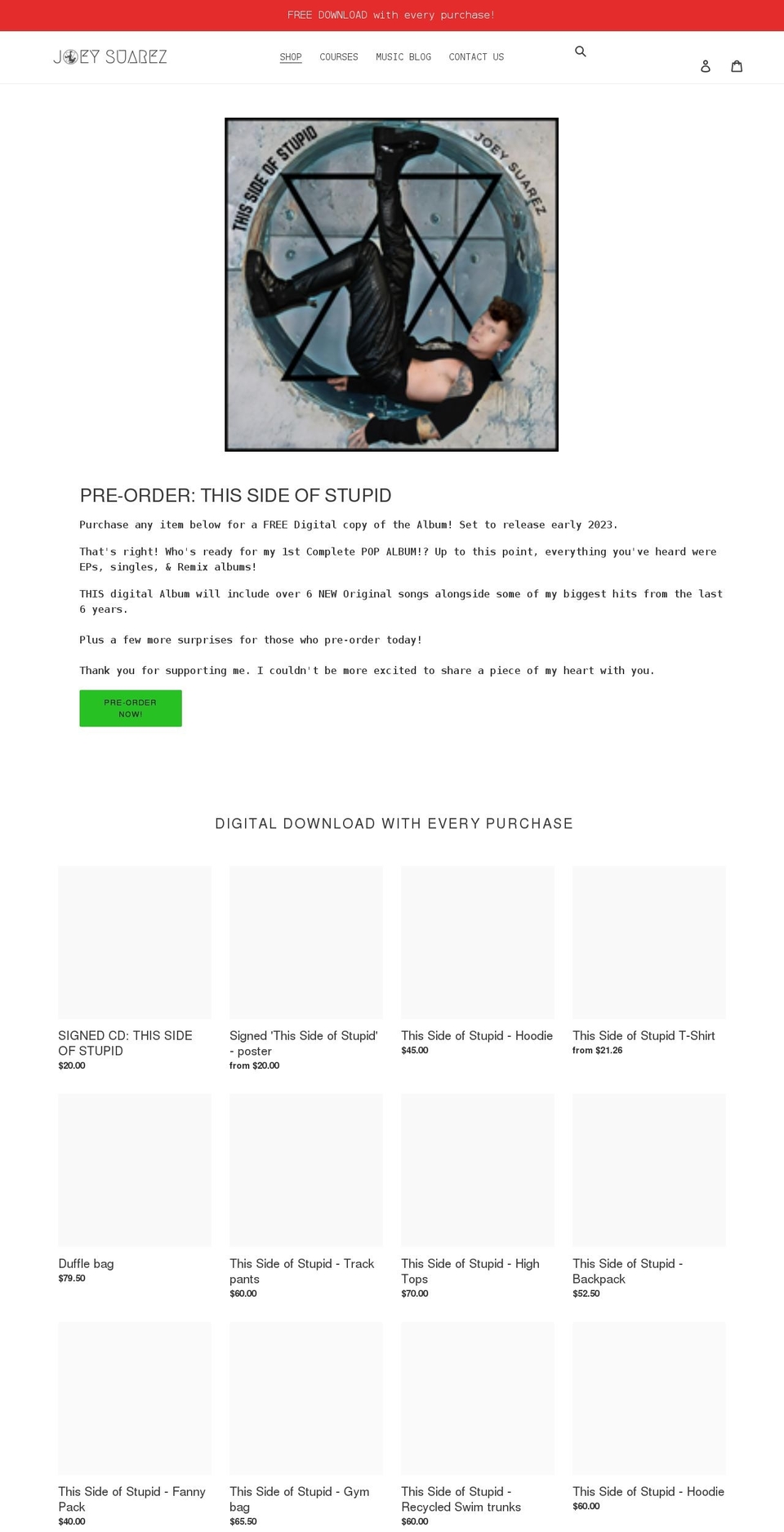 joeysuarez.com shopify website screenshot