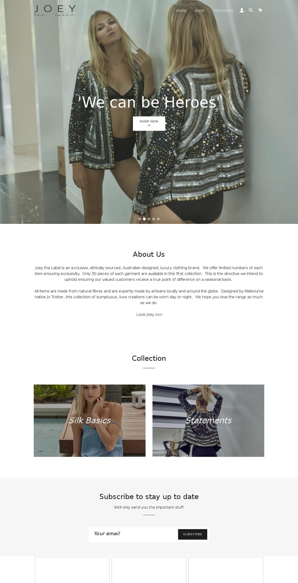 joeythelabel.com — Shopify storefront screenshot