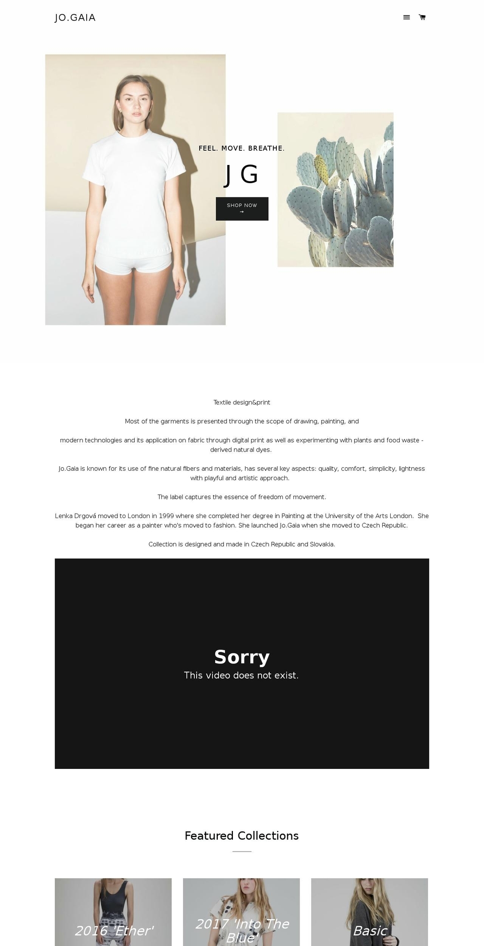 jogaiaclothing.com shopify website screenshot