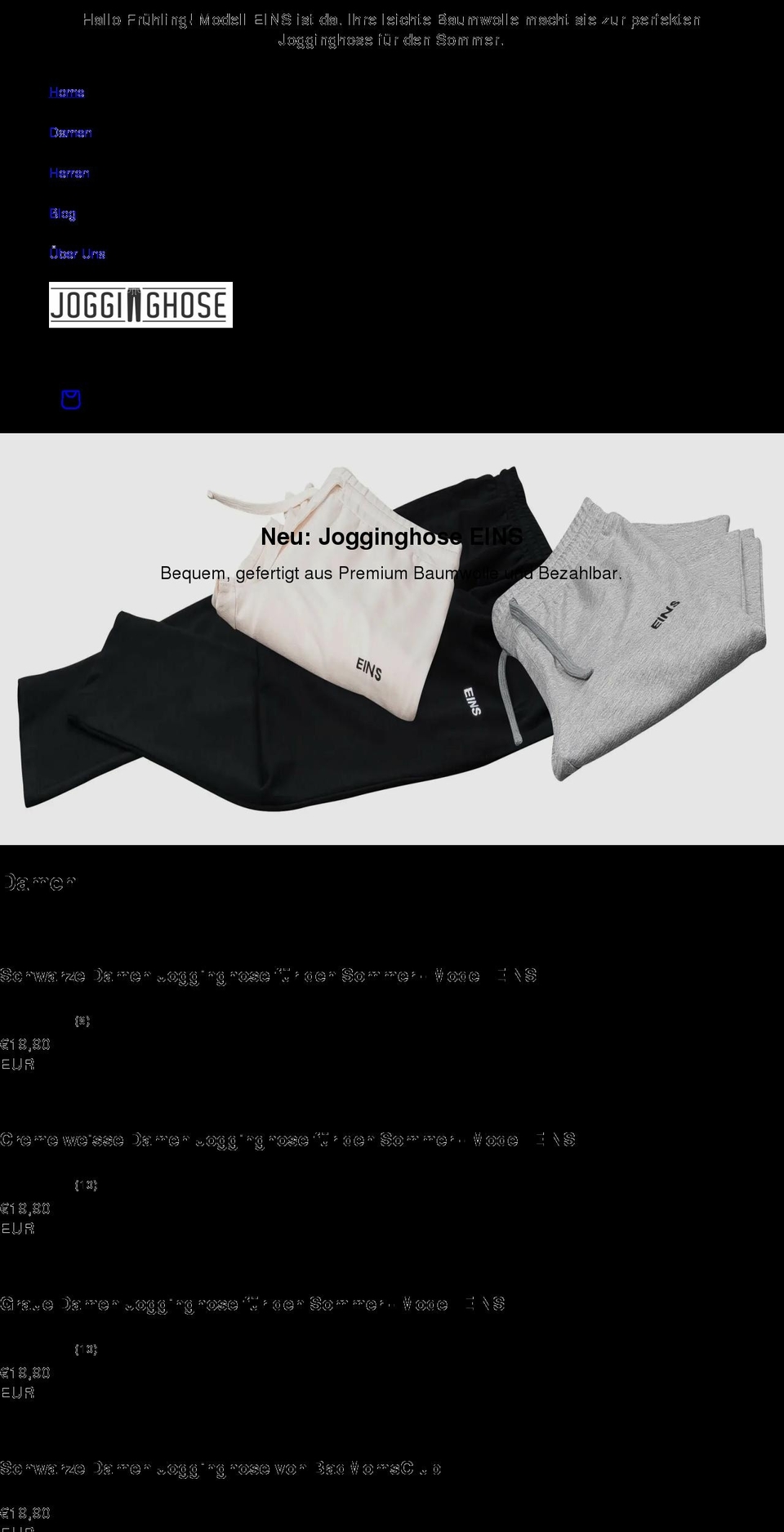 jogginghose.de shopify website screenshot