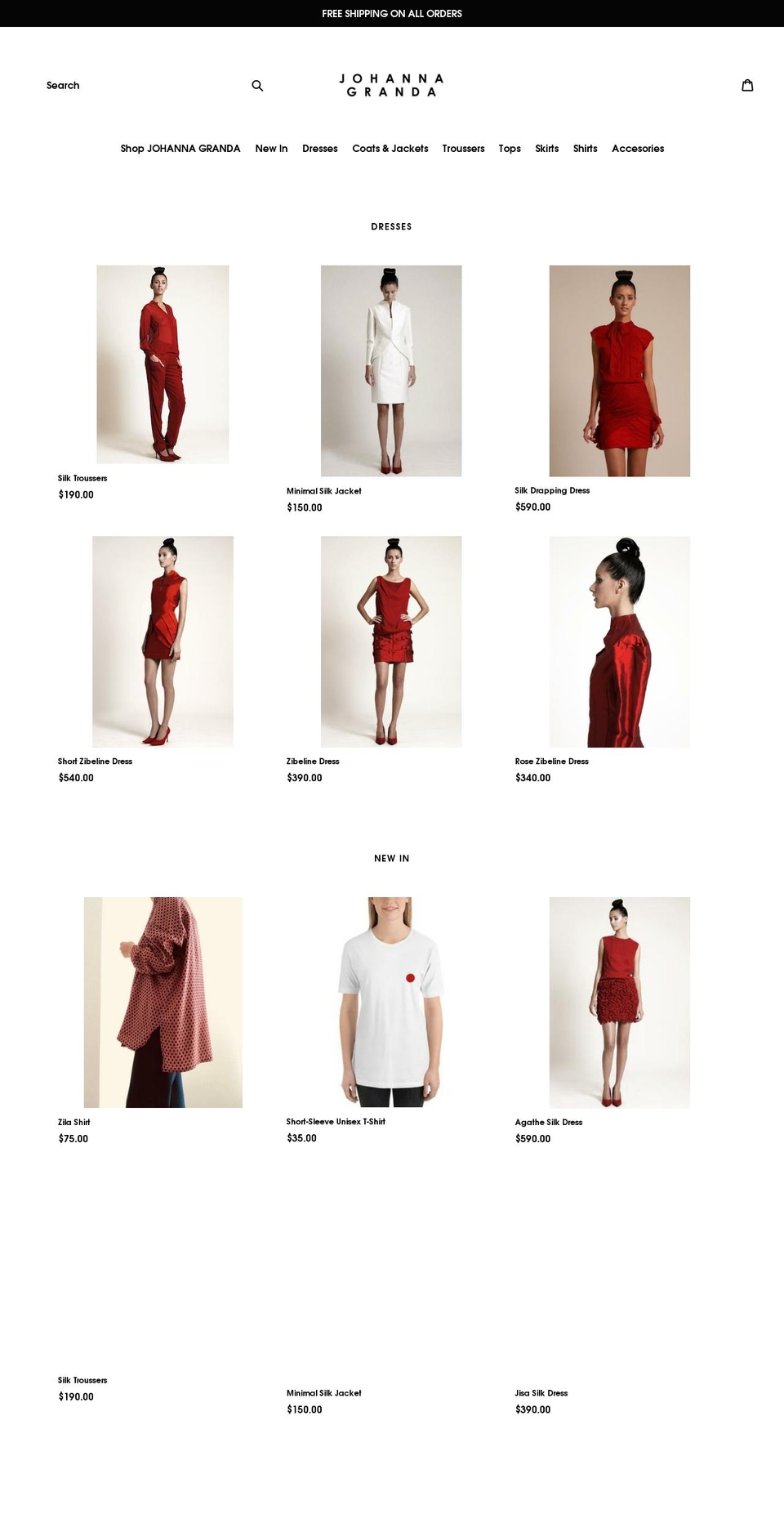 johannagranda.com — Shopify storefront screenshot