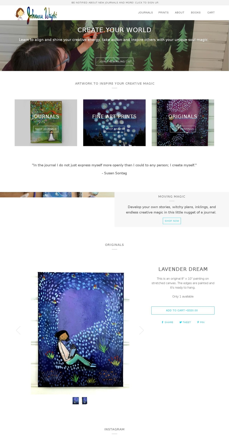 johannawright.com shopify website screenshot